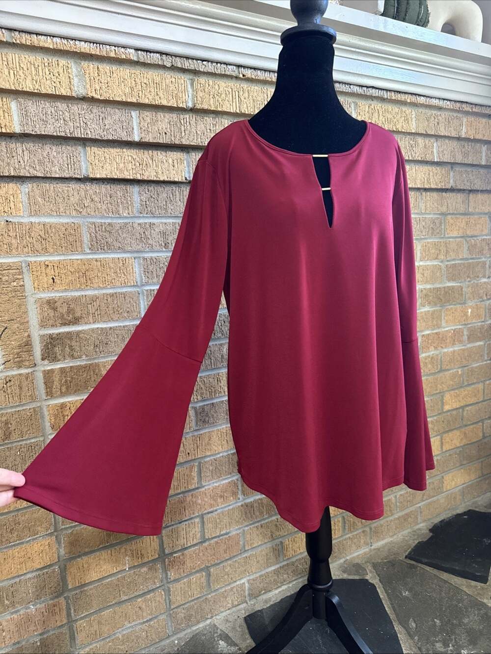 Michael Kors Blouse Women L Burgundy Bell Sleeve Burgundy Whimsygoth Witchy